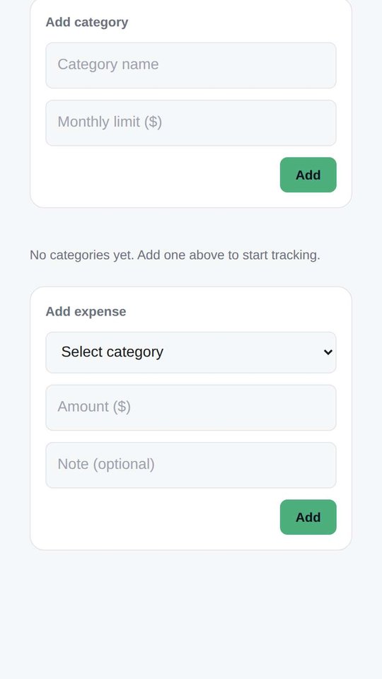 Screenshot of Monthly Budget Tracker
