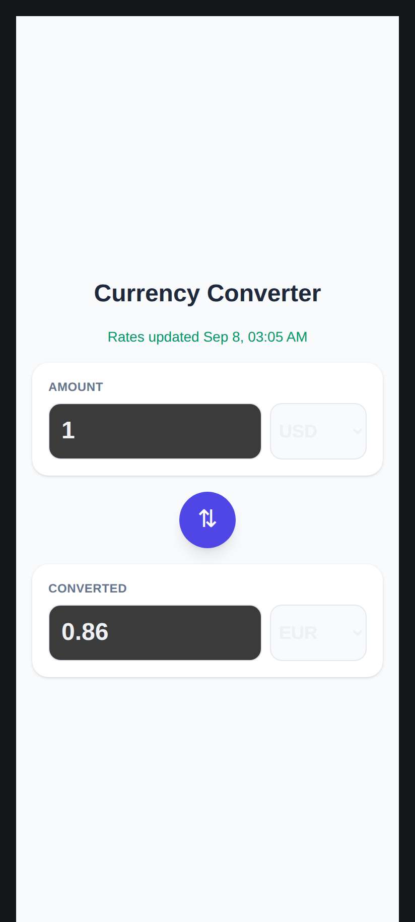 Screenshot of Currency Converter