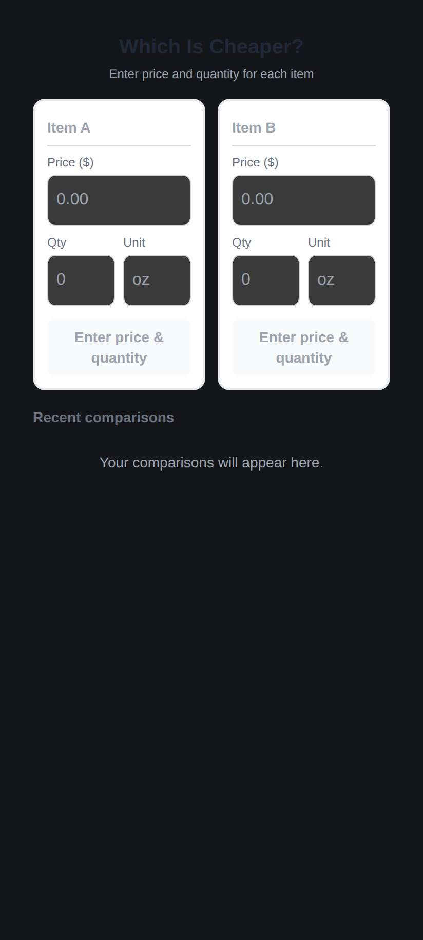 Screenshot of Which Is Cheaper