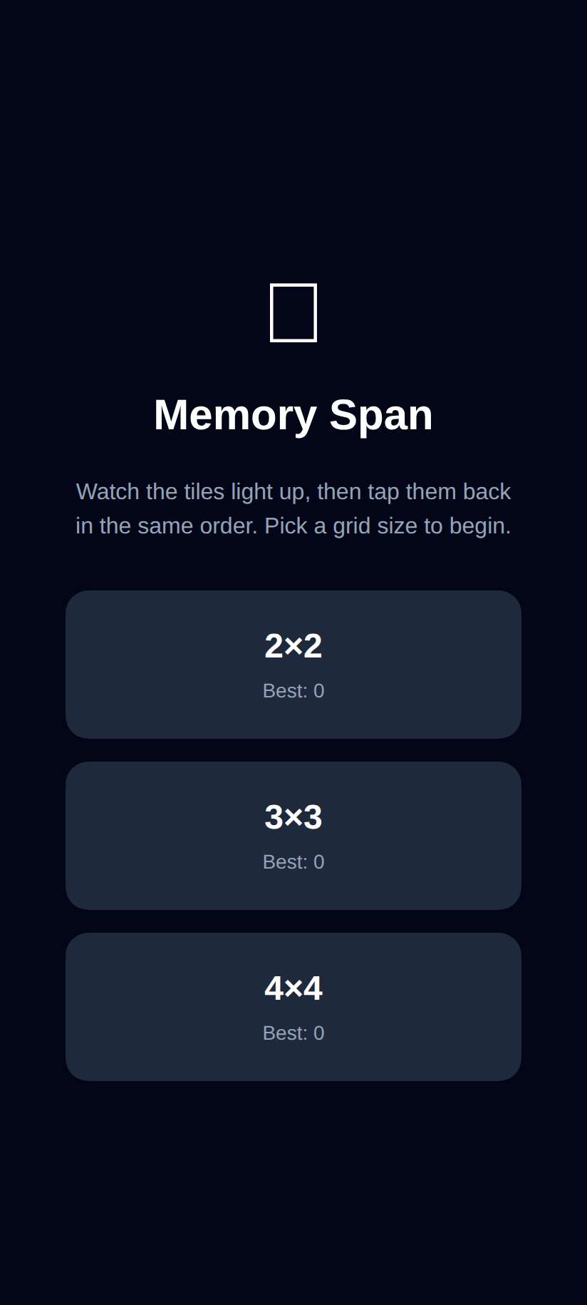 Screenshot of Memory Span