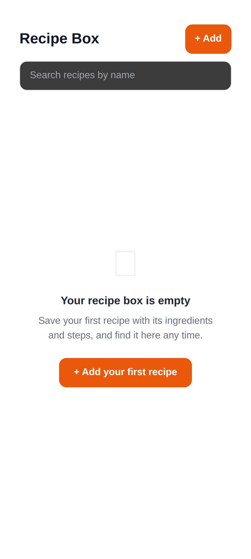 Screenshot of Recipe Box