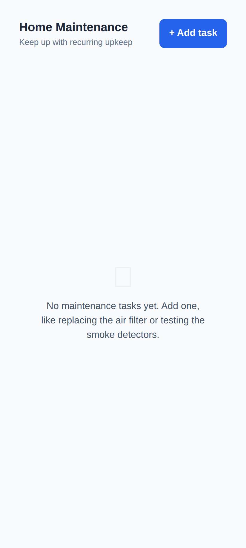 Screenshot of Home Maintenance