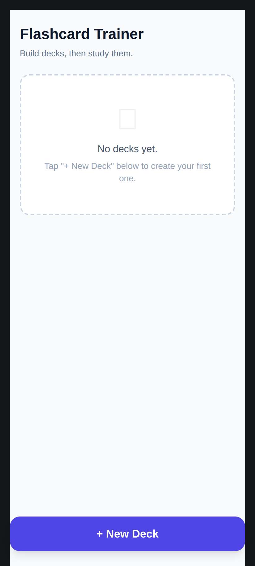 Screenshot of Flashcard Trainer