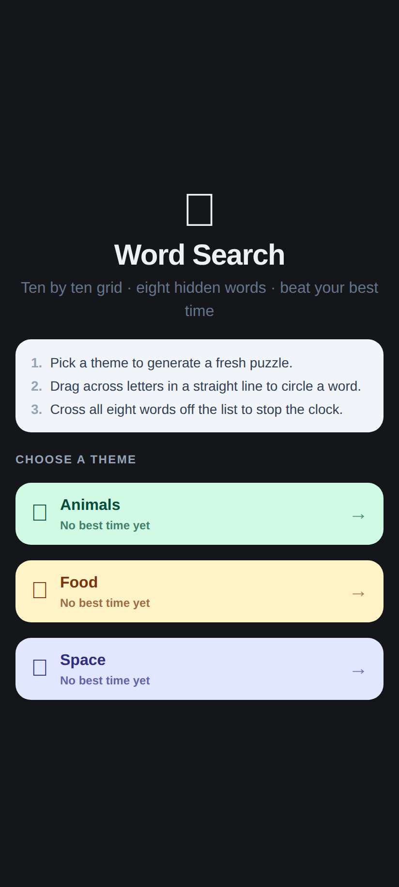Screenshot of Word Search