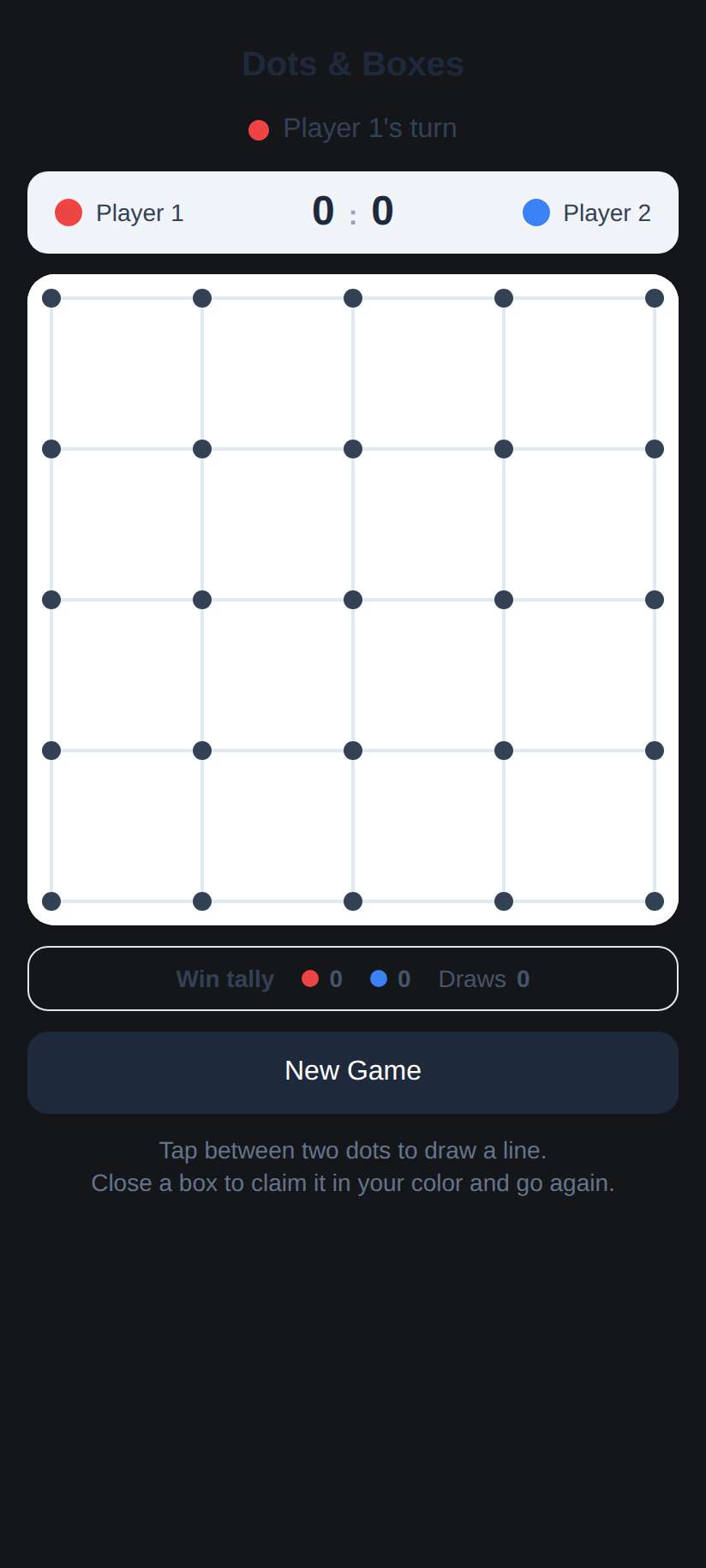 Screenshot of Dots and Boxes