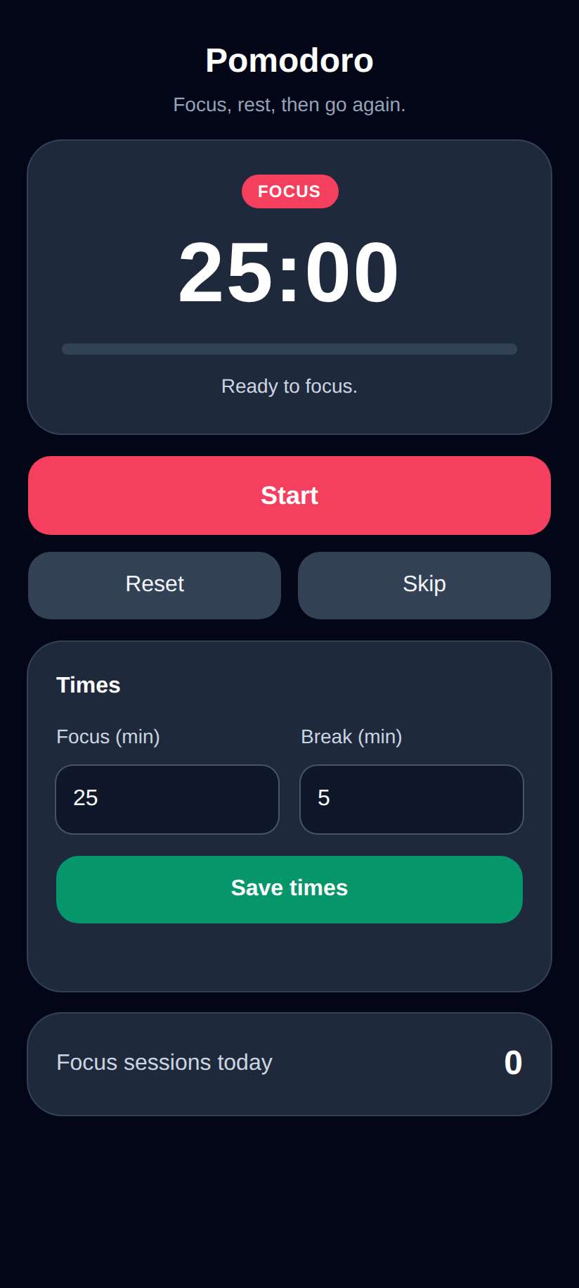 Screenshot of Pomodoro