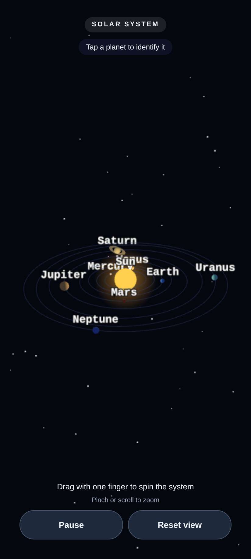 Screenshot of 3D Solar System