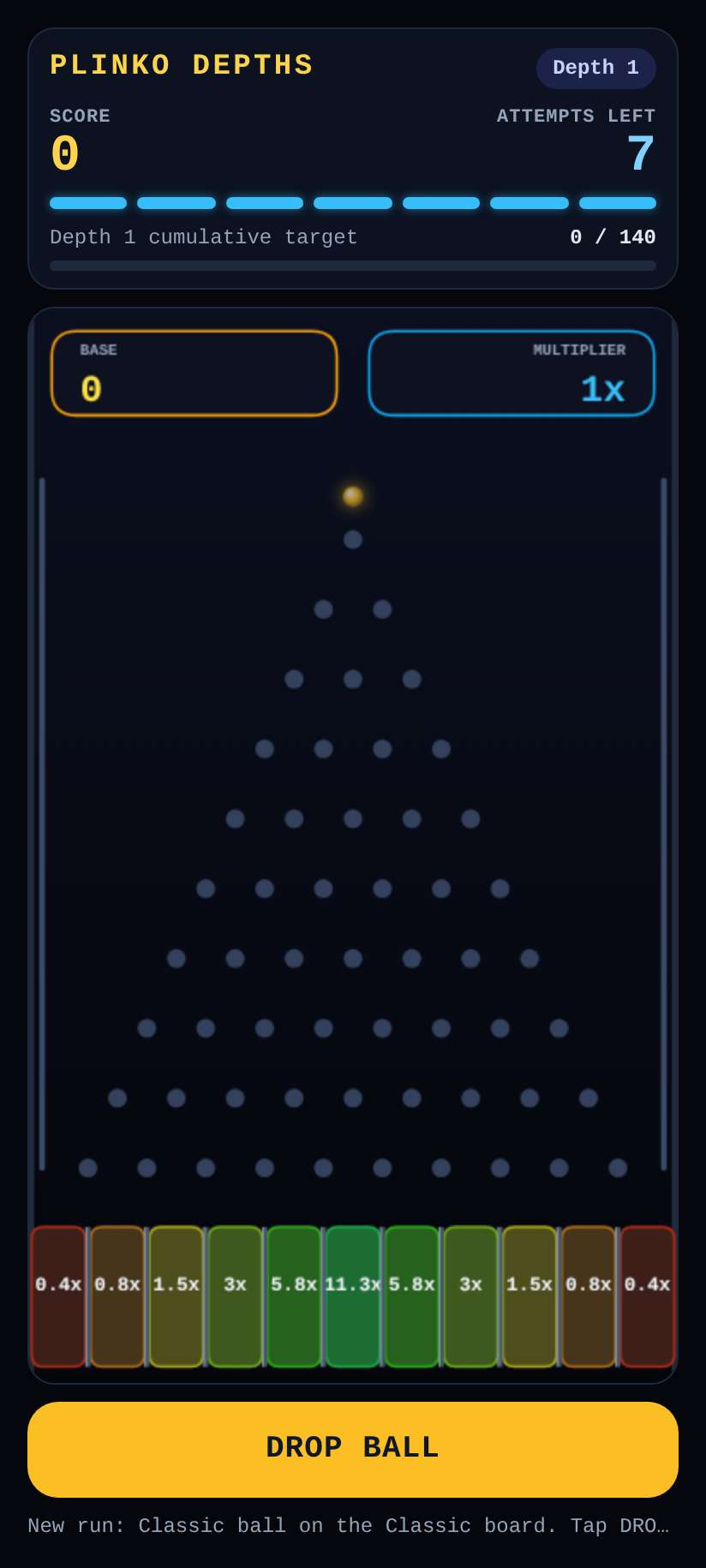 Screenshot of Plinko Depths