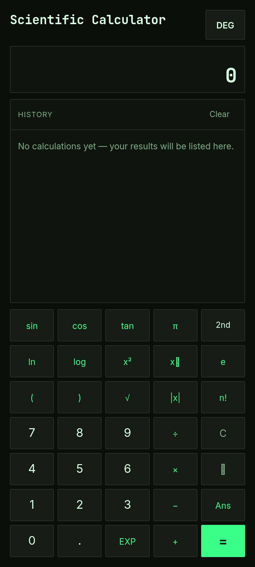 Screenshot of Scientific Calculator