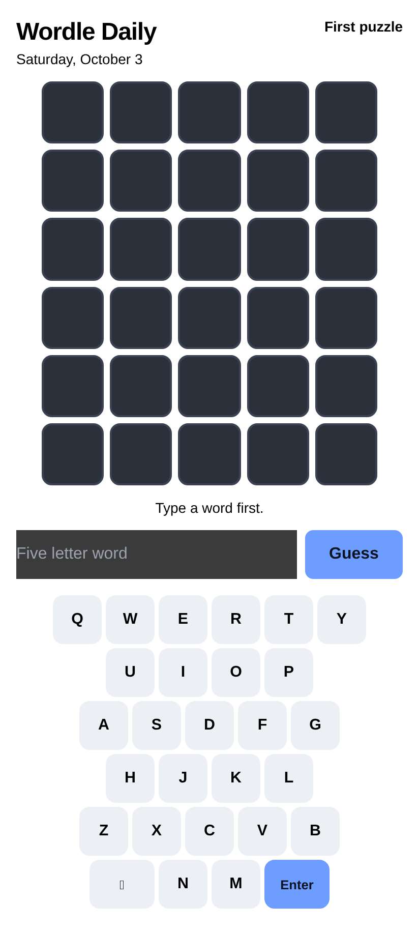 Screenshot of Wordle Daily